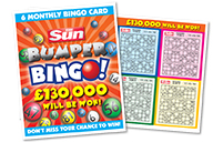 The Sun newspaper promotional bingo game card produced by IGI Europrint